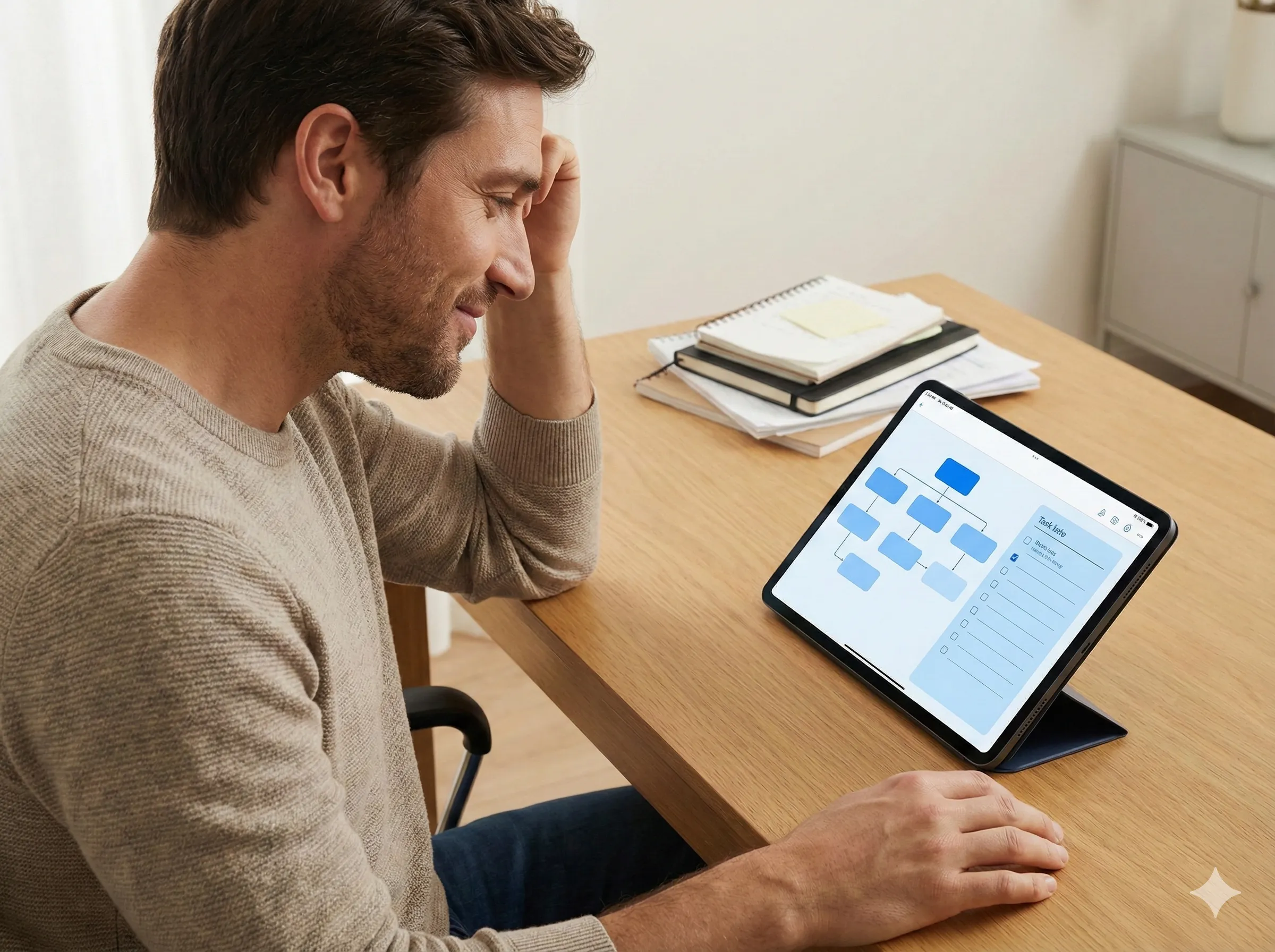 Wirrwarr aus Kabeln, das in geordnete leuchtende blaue Bahnen übergeht. Visualisierung von Strukturierung im Marketing.